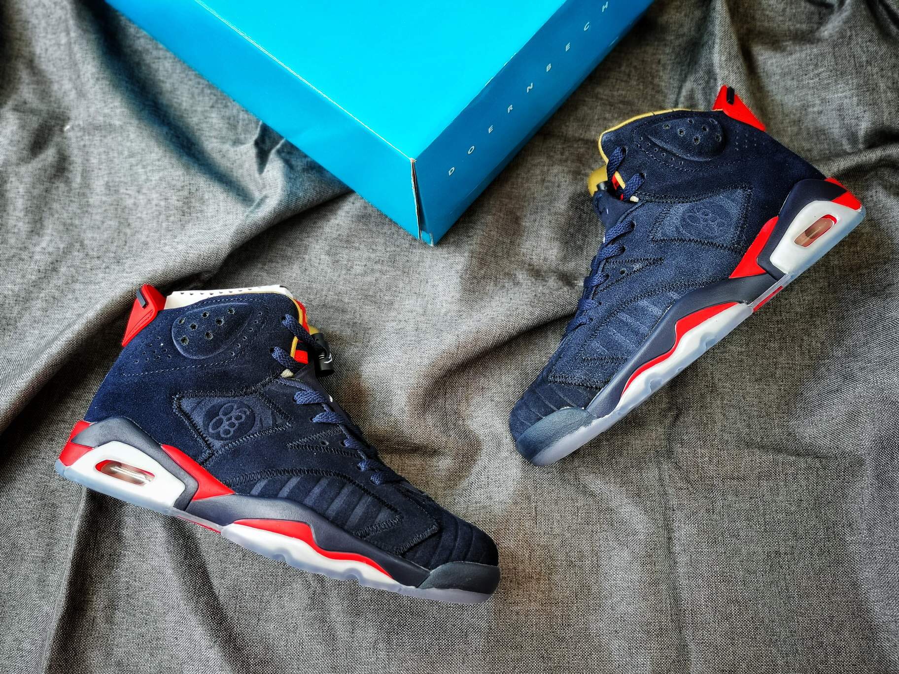 2019 Women Air Jordan 6 Charity Blue Red Shoes